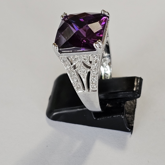 Ross Simons Checkerboard Cut Amethyst Ring Size 7 - Picture 10 of 17